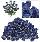 SIX pieces of 18" Long Stem Artificial Rose Bud Bushes Dark Blue