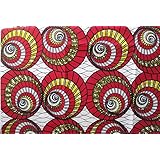 African Print- Ankara Fabric Clothing Designs - Material For Fashion, Dresses, Top, Skirt, Jewelry, Shoes, Bags, Head Wraps, Dashiki Shirt -Styles With Patterns Of Prints. Lifetime Guaranteed. Red Spiral-6 Yards