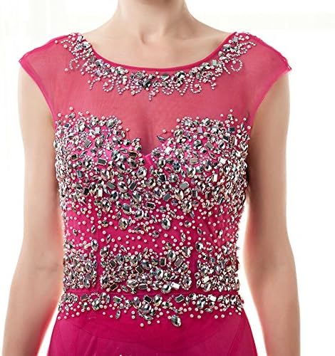 XiaoBLM 2016 Crew Long Luxury Beaded Net Sheath Party Dresses Prom Gown US10