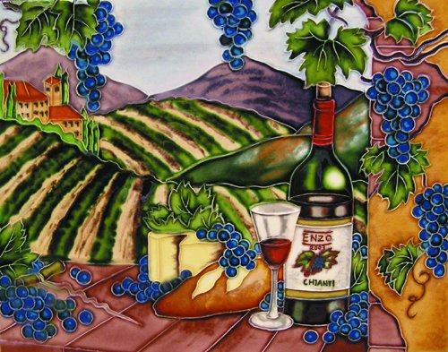 11x14 Art Tiles - Enzo Blue Grapes with Arch Horizontal