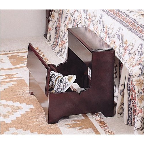 All new item Cherry finish wood bedroom step stool with storage By Coaster