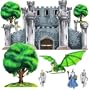 Instant Murals Peel and Stick Huge Wall Stickers - Medieval Castle and Accessories