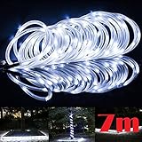 JX-SHOPPU LED50個搭載 ソーラーLEDチューブ 夜になると自動点灯ガーデンイルミネーションライト7M (ホワイト)