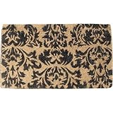 Black and Natural Decorative Heavy Duty Coir Doormat, Design 3 by Creative Co-op