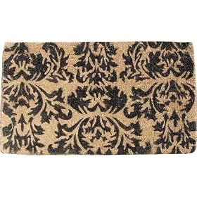 Black and Natural Decorative Heavy Duty Coir Doormat, Design 3 by Creative Co-op