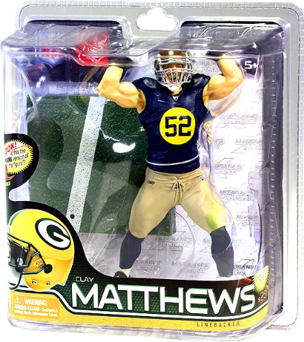McFarlane Toys NFL Sports Picks Series 28 Action Figure Clay Matthews (Green Bay Packers) Retro Jersey Silver Collector Level Chase