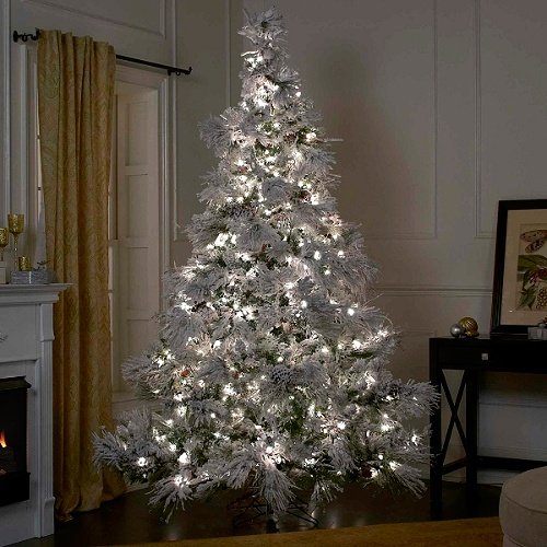 colin cowie flocked 7 1/2#39; white artificial christmas tree create a feeling of a freshwind swept snowfall in your home with this impressive white wonder 