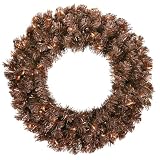 Pack of 2 Mocha Pre-Lit Laser Tinsel Christmas Wreaths 24