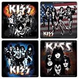 Vandor 4 by -1/4 by 4-Inch KISS 4-Piece Wood Coaster Set, Multicolored