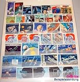 Briefmarken f�r Sammler: 300 versch. Briefmarken Motive Weltraum und Raketen + Album - Prophila