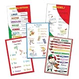 Italian Language School Poster Set - Assorted Bilingual Charts for Classroom and Playroom ~ Long Bridge Publishing
