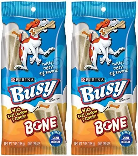 Purina Busy Bone Chewbone Treat - For Small / Medium Dogs - 2 Count Bones Each - Net Wt. 7 OZ (198 g) Each - Pack of 2