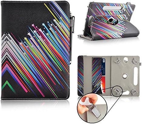 Casezilla Yarvik Luna 7 Inch Tablet 360 Degrees Universal PU Leather Tablet Case - Shooting Stars Stripes