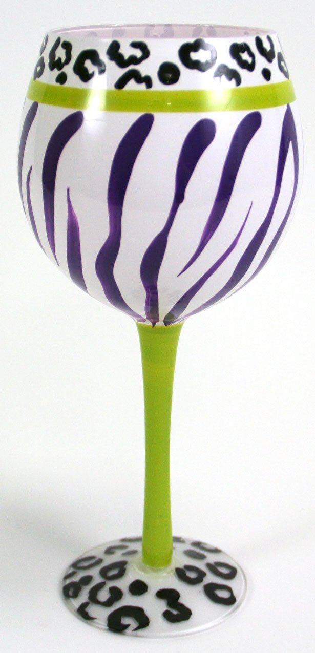 Hand Painted Animal Print Wine Glass