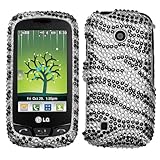 Rhinestones Protector Case for LG Cosmos Touch VN270, Zebra Stripes Full Di ....