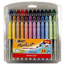 BIC Mark-It color collection permanent marker, Fine Point, Assorted Colors, 36 Markers