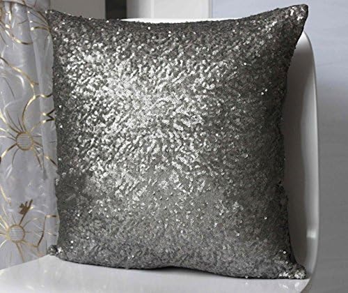 Solid Color Glitter Sequins Throw Pillow Case Cafe Home Decor Cushion Covers Grey