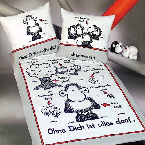 Sheepworld - Ohne Dich ist alles doof Bettwäsche 80x80/ 135x200 cm, Linon, Lizenzartikel