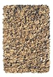 4x6 Genuine Leather Shag Suede Rug Beige