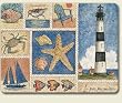 Large Cutting Board ~ Coastal Collage ~ made of tempered glass ~ code 049