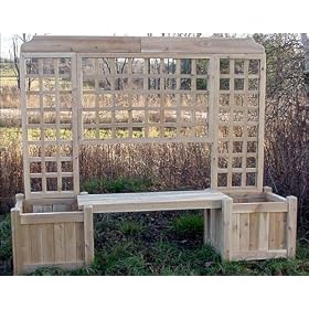 Planter Bench w  Lattice by Arbors and Trellises
