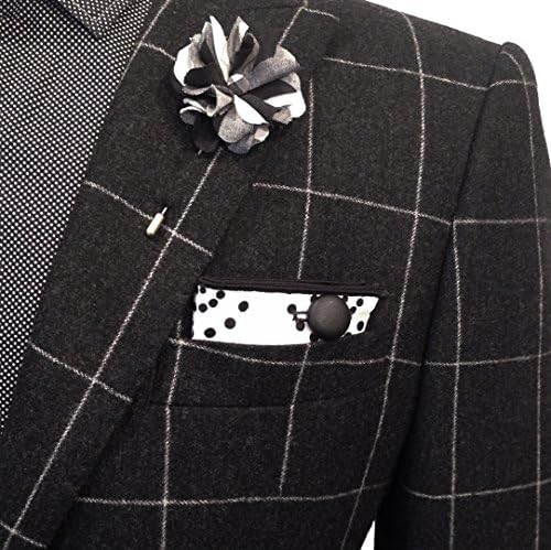 Black and White Buffalo Check Men's Lapel Flower Pin by The Detailed Male