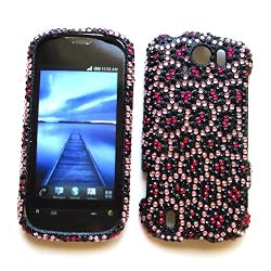 HTC myTouch 4G Slide (T-Mobile) Snap-on Protector Hard Case Rhinestone Cover "Bling Bling Leopard" Design
