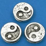 Yin Yang Beads Antique Silver Plate Round 16mm Approx 3