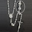 Silver Tone Rosary with 5mm Filigree Beads and 10" Chain