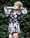 Persun Women Limited Black Floral Print Romper Playsuit With Long Flare Sleeves