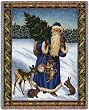 Father Christmas Blue Throw - 34 x 26 Blanket/Throw
