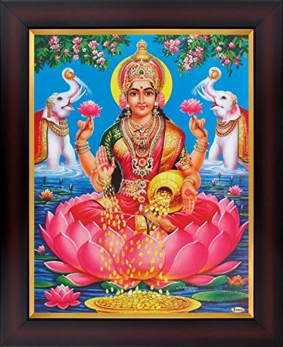 Shree Laxmiji / Goddess Lakshmi / Goddess of Wealth / Laxmi Mata Poster with Frame (Size: 8.5x11 inch framed)