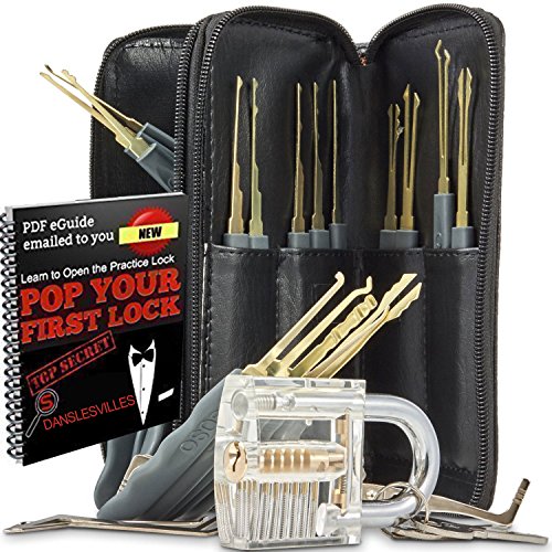 Longans Premium Practice Lock Pick Set with Transparent Padlock (25-Piece)