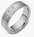 3 Diamond Platinum Comfort Fit Wedding Band Ring