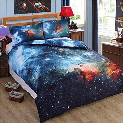 FaloUM Hipster Galaxy Bedding Set Universe Outer Space Themed Galaxy Print Bedlinen Sheets Duvet Cover Set 100% Polyester,S4(Twin 2pc;Duvet Cover x 1Pc + Pillowcase x 1Pc)