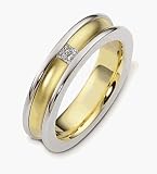 18 Karat Two-Tone Gold Designer Princess Cut Diamond Wedding Band