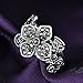 Mytys 18k White Gold Plated Grey Flower and Leaf Marcasite Crystal Rings