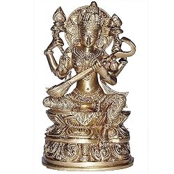 Collectible Figurines Saraswati Religious Brass Statue