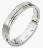 4.5mm 14 Karat White Gold Diamond Wedding Band Ring