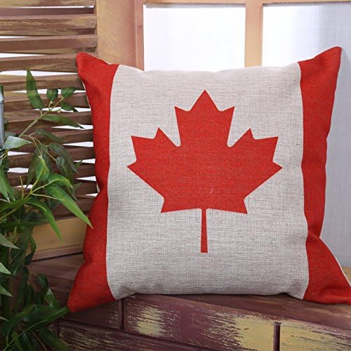 FFMODE Canada Flag Cotton Linen Square Decorative Throw Pillow Cushion 18''X18''