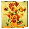 100% Luxurious Charmeuse Silk Van Gogh's "Sunflower" Hand Rolled Edges Square Scarf Shawl