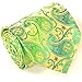 Paul Malone Necktie, Pocket Square and Cufflinks 100% Silk Gold Green Paisley