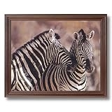 Wild African Safari Striped Zebra Home Decor Wall Picture Cherry Framed Art Print
