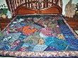 India Blue Embroidered Patchwork Sari Bedspread Coverlet Tapestry Throw 90x100