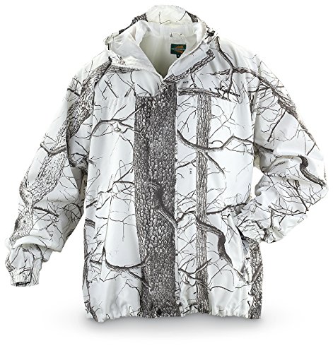 Huntworth Men's Snow Camo Hooded Jacket, Snow Camo, M