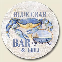 Blue Crab Bar & Grill Auto Coaster, Single Coaster for Your Car