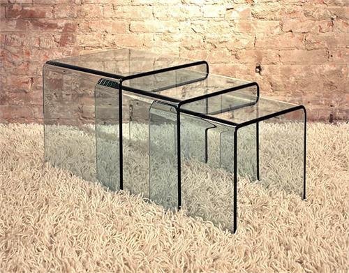 Viva Modern 237-1 Arch Small Glass Nesting Table Set