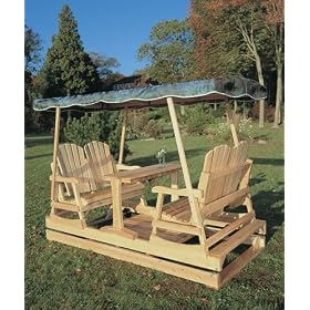 Deluxe Garden Glider with Green Canopy by Rustic Natural Ceder