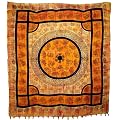 Tagesdecke �berwurf Baumwolle orangefarbig schwarze Elefanten Design 240 x 210 cm