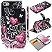 iPhone 5 5S Case, iPhone SE Case, WeLoveCase PU Leather Folio Cover Color Print with Wallet Function/Kickstand/Wrist Strap Design/Credit Card Holder * One Stylus Pen - Heart